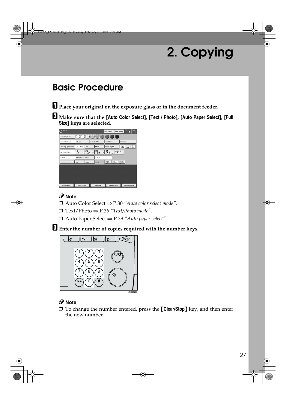 Copying, Basic procedure | Ricoh 6513 User Manual | Page 42 / 264