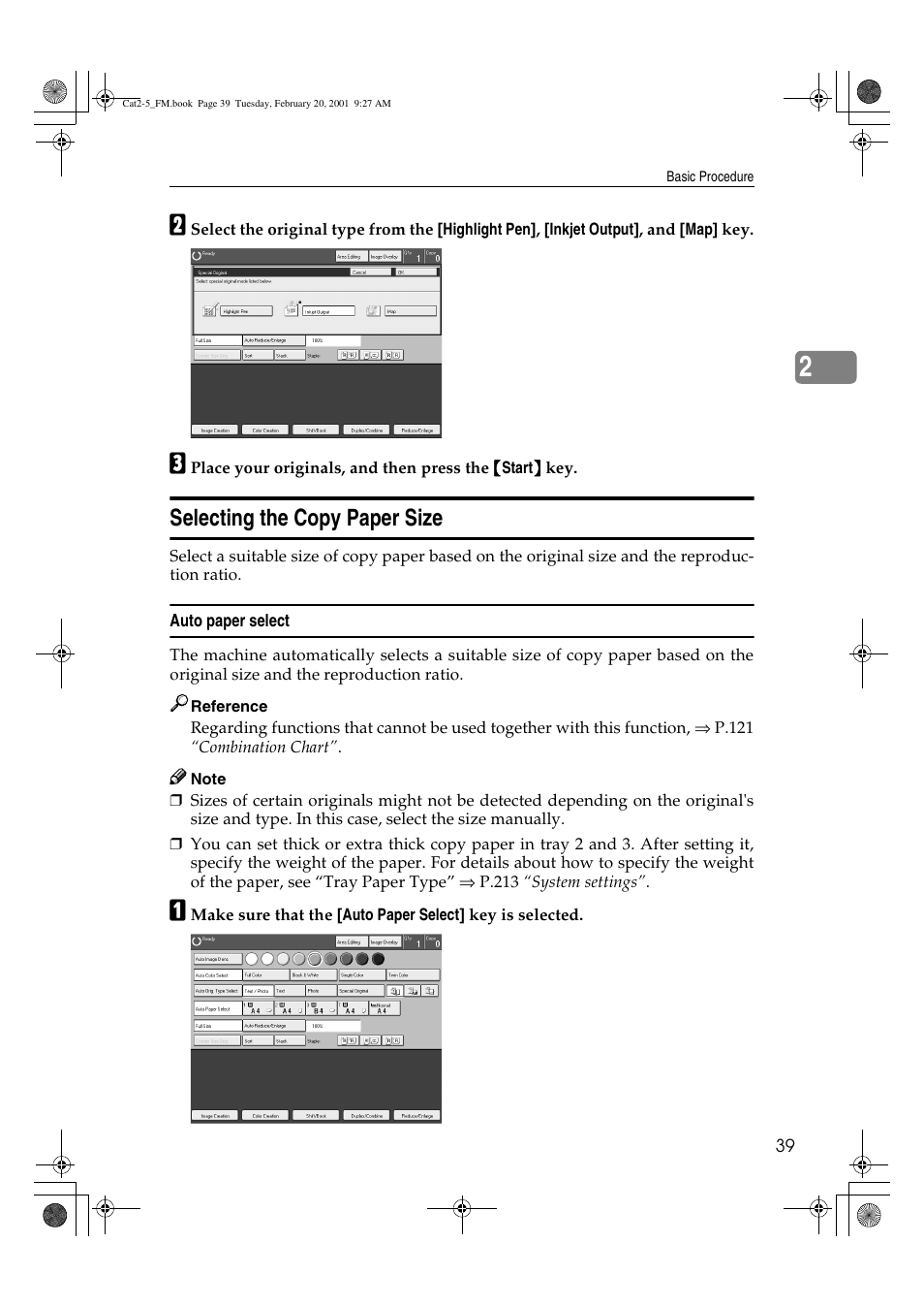 Selecting the copy paper size | Ricoh 6513 User Manual | Page 54 / 264
