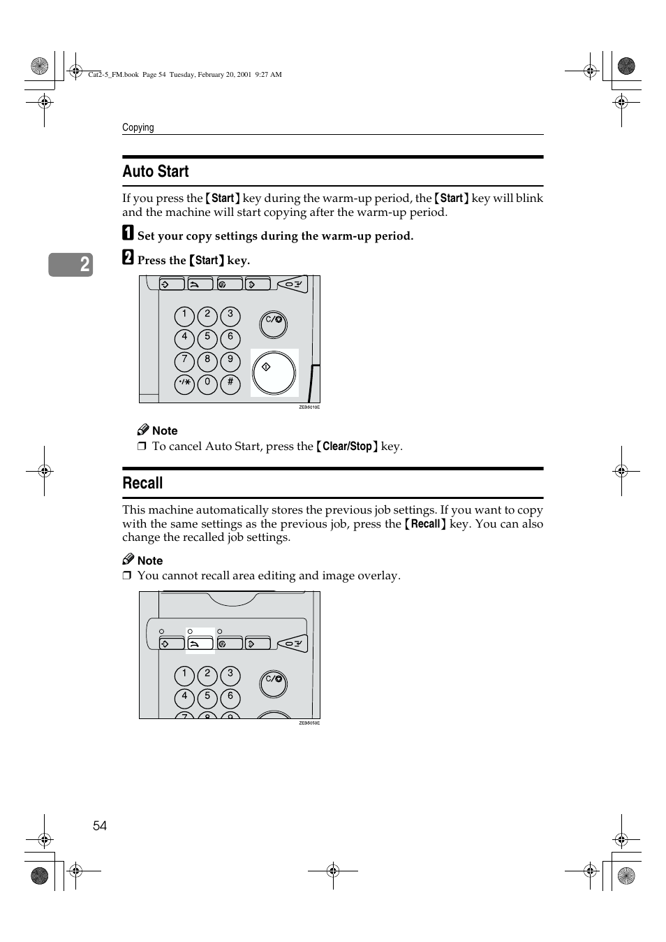 Auto start, Recall | Ricoh 6513 User Manual | Page 69 / 264