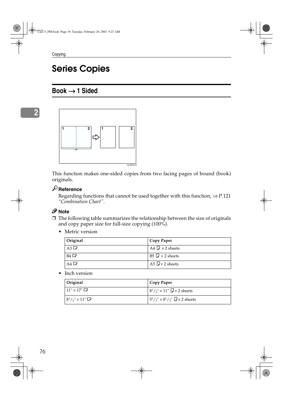 2series copies, Book → → → → 1 sided | Ricoh 6513 User Manual | Page 91 / 264
