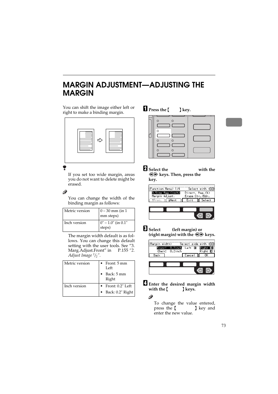 Margin adjustment-adjusting the margin, 2margin adjustment—adjusting the margin | Ricoh Aficio 340 User Manual | Page 122 / 494