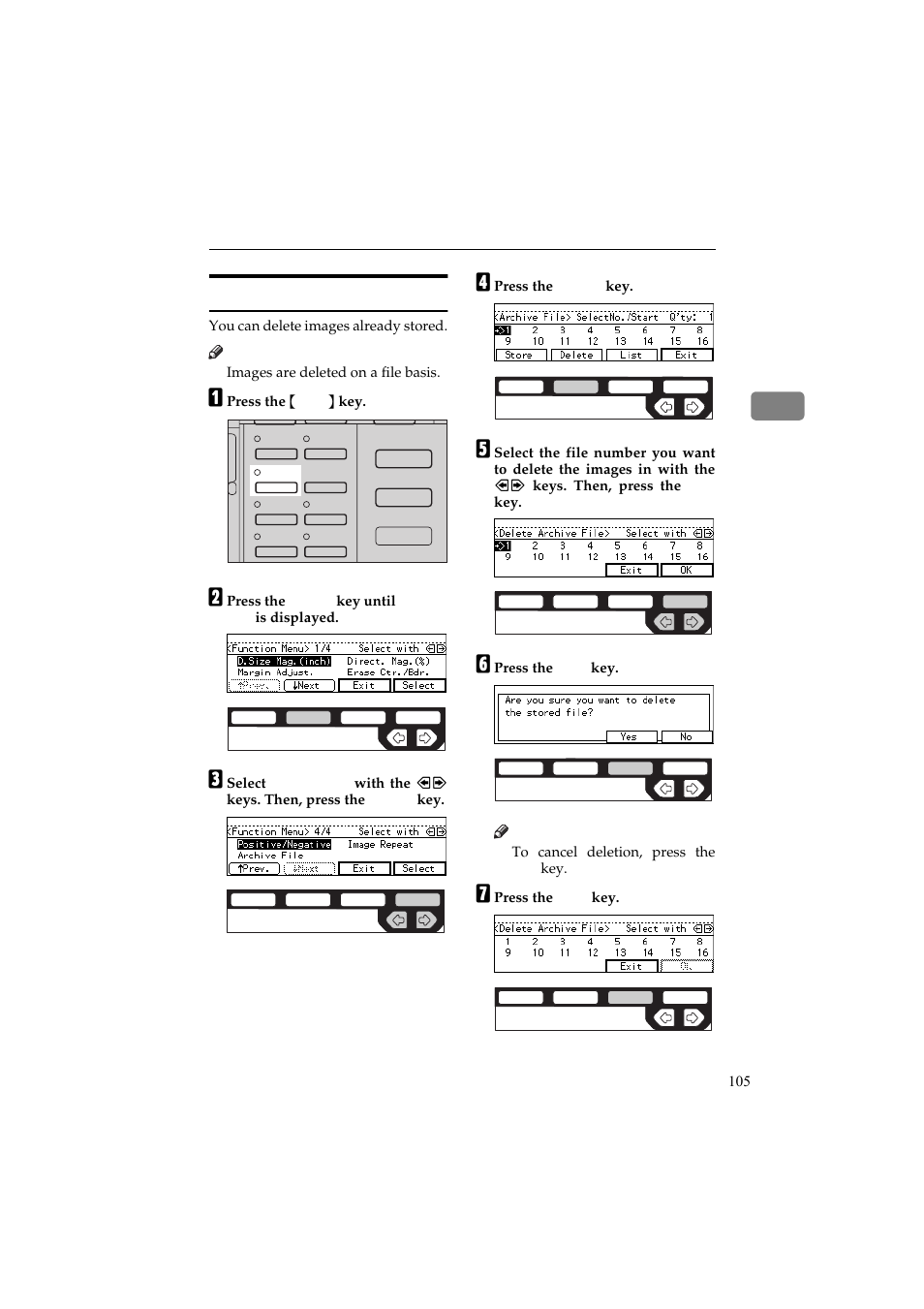 Deleting the stored images | Ricoh Aficio 340 User Manual | Page 154 / 494