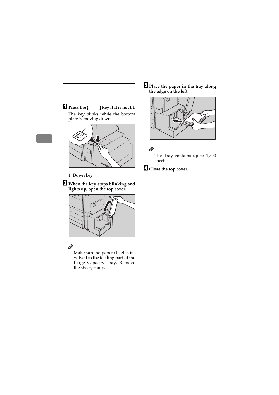 Loading paper in the large capacity tray | Ricoh Aficio 340 User Manual | Page 169 / 494