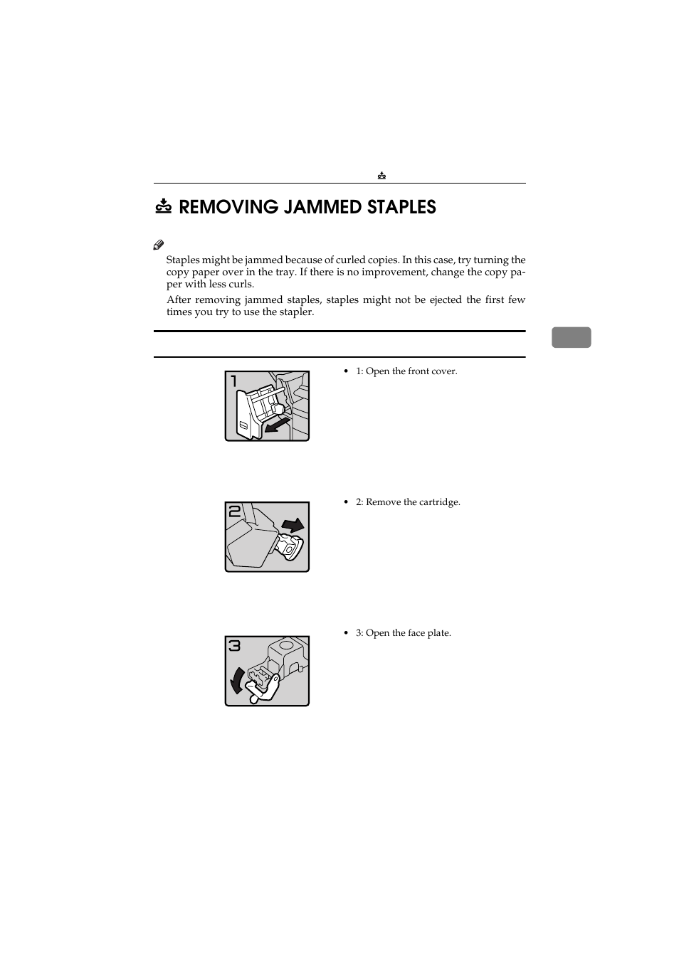 Removing jammed staples, 1000-sheet finisher, 3e removing jammed staples | Ricoh Aficio 340 User Manual | Page 188 / 494