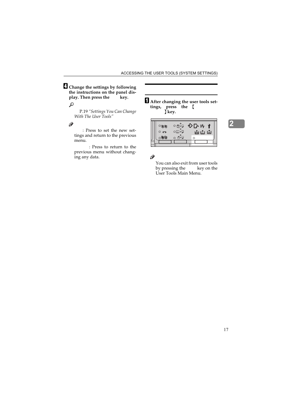 Exiting from user tools | Ricoh Aficio 340 User Manual | Page 21 / 494