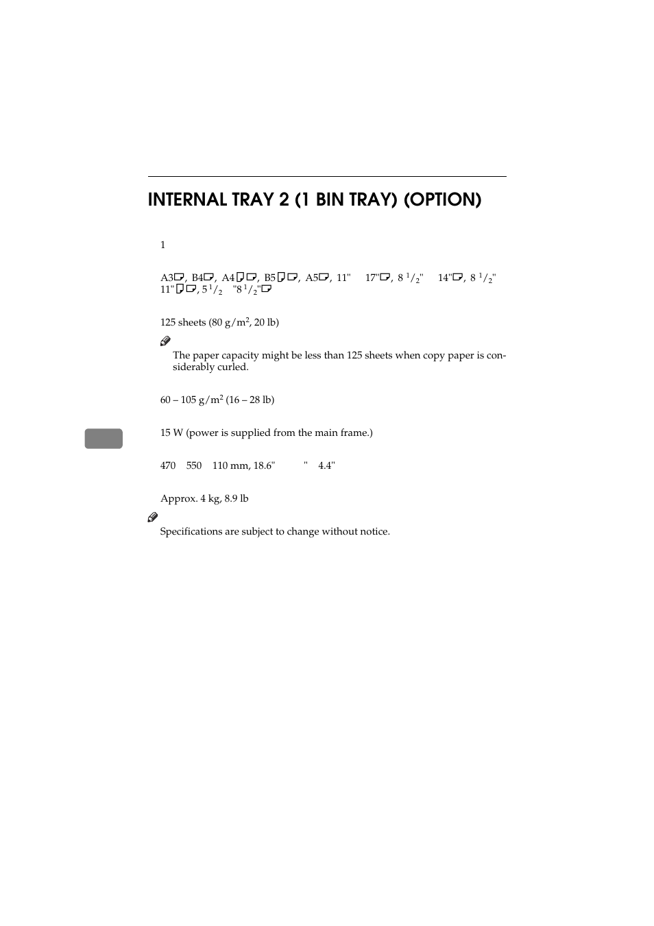 Internal tray 2 (1 bin tray) (option), 6internal tray 2 (1 bin tray) (option) | Ricoh Aficio 340 User Manual | Page 227 / 494