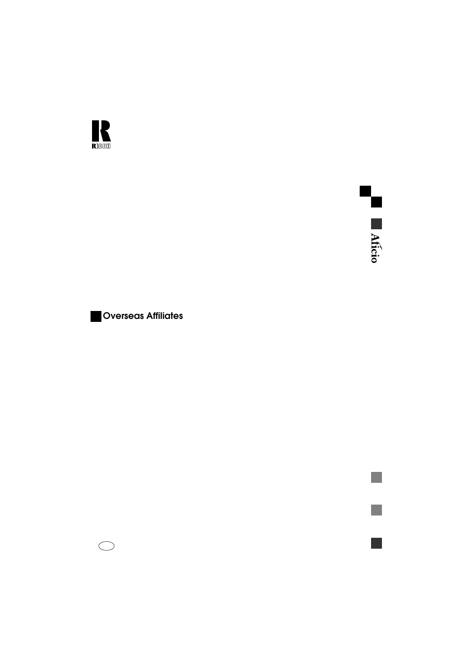 Overseas affiliates | Ricoh Aficio 340 User Manual | Page 33 / 494