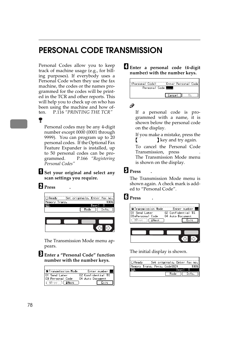 Personal code transmission, 4personal code transmission | Ricoh Aficio 340 User Manual | Page 334 / 494