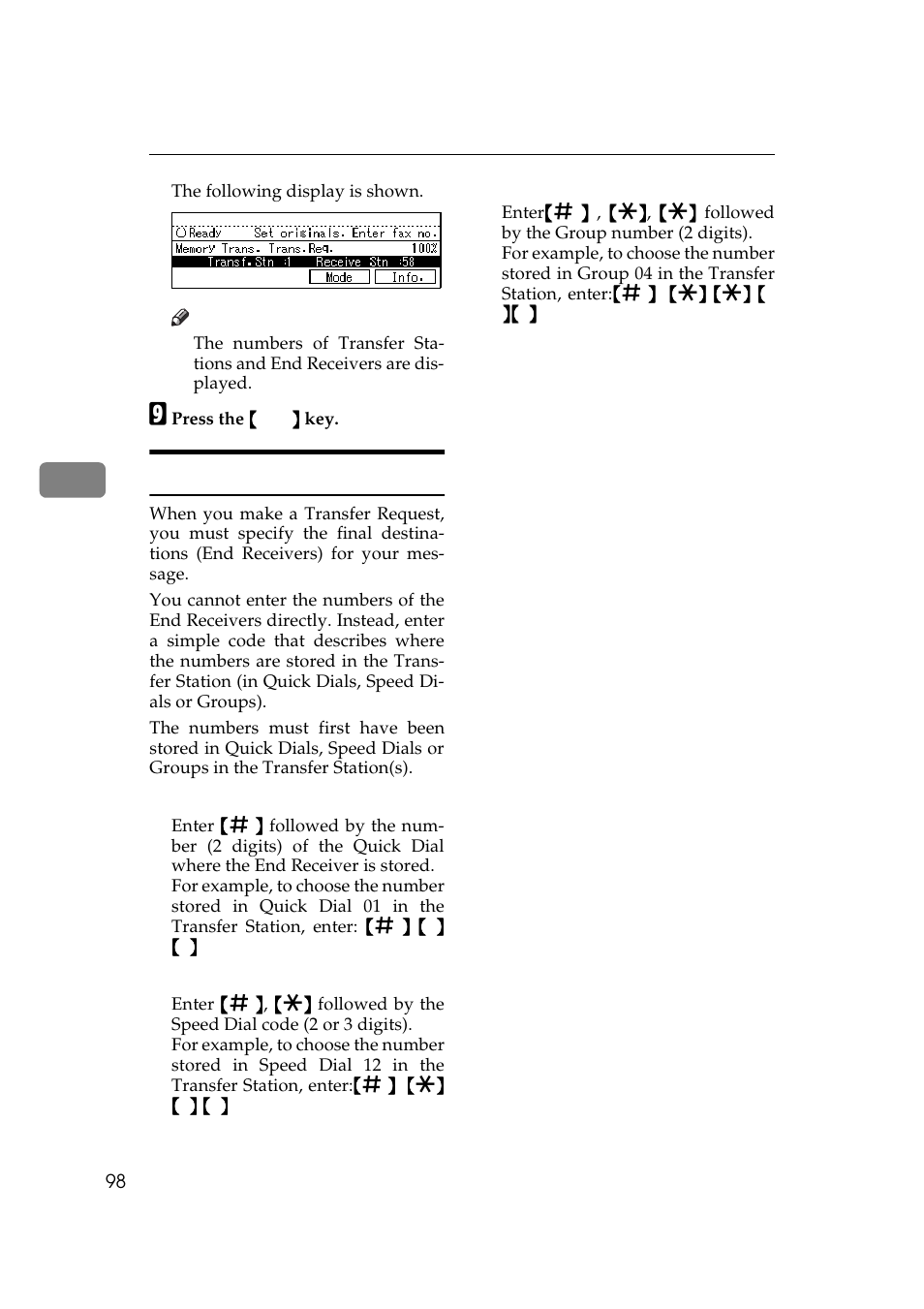 P.98 “specifying, An end receiver, Specifying an end receiver | Ricoh Aficio 340 User Manual | Page 354 / 494