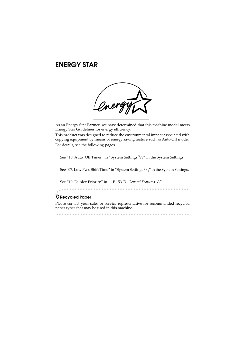 Energy star | Ricoh Aficio 340 User Manual | Page 41 / 494