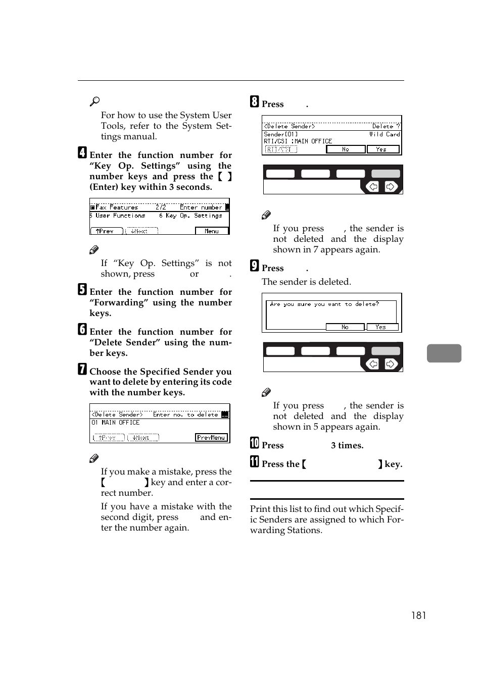 Specified sender/forwarding station list | Ricoh Aficio 340 User Manual | Page 437 / 494