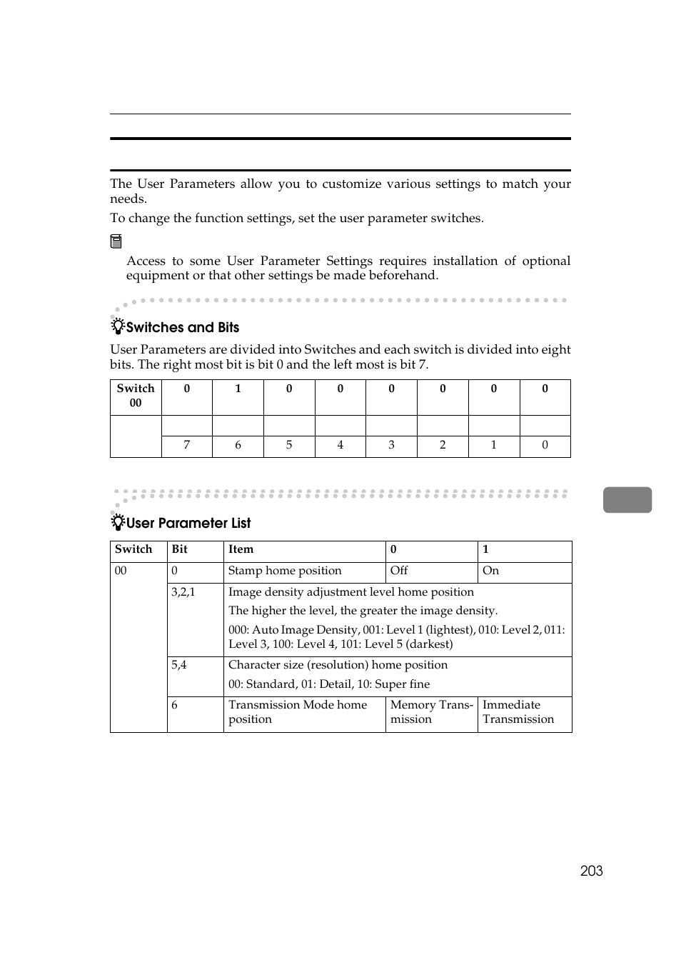 Changing the user parameters, P.203 “changing the user, Parameters | P.203 “changing the user param, Eters, P.203 | Ricoh Aficio 340 User Manual | Page 459 / 494