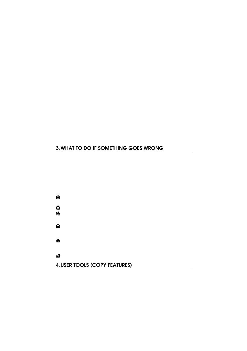 What to do if something goes wrong, User tools (copy features) | Ricoh Aficio 340 User Manual | Page 47 / 494
