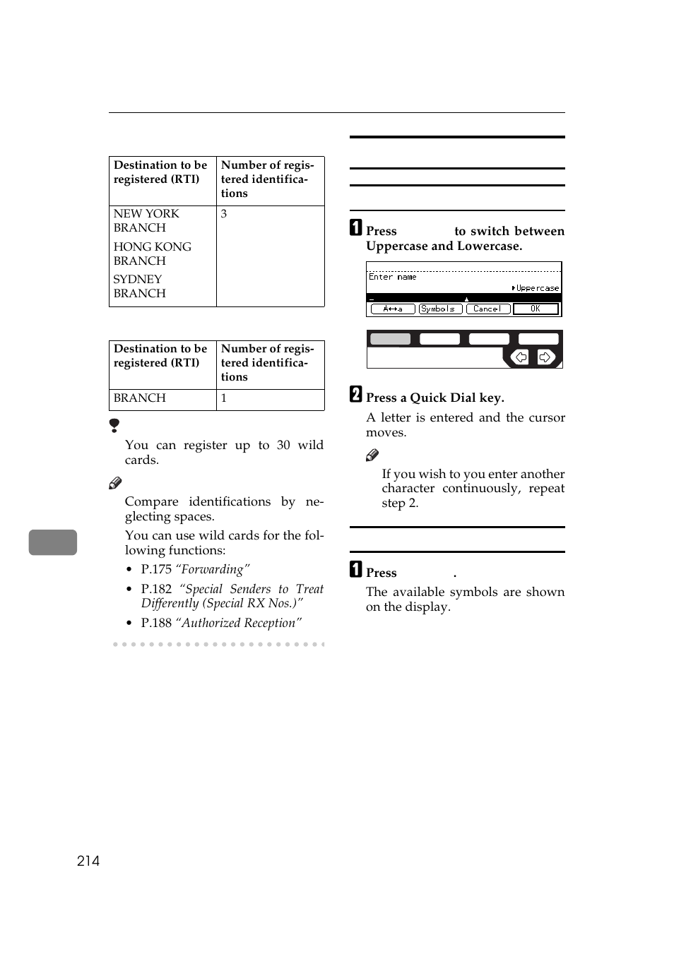 How to enter text, Entering letters, Entering symbols | Ricoh Aficio 340 User Manual | Page 470 / 494