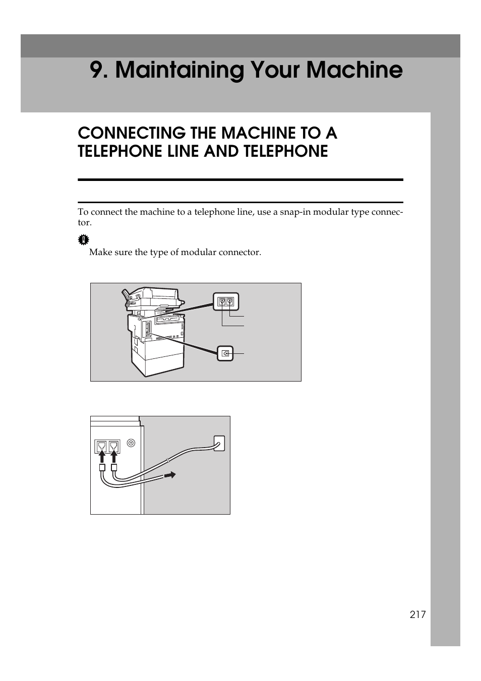  maintaining your machine, Connecting the telephone line, Maintaining your machine | Ricoh Aficio 340 User Manual | Page 473 / 494