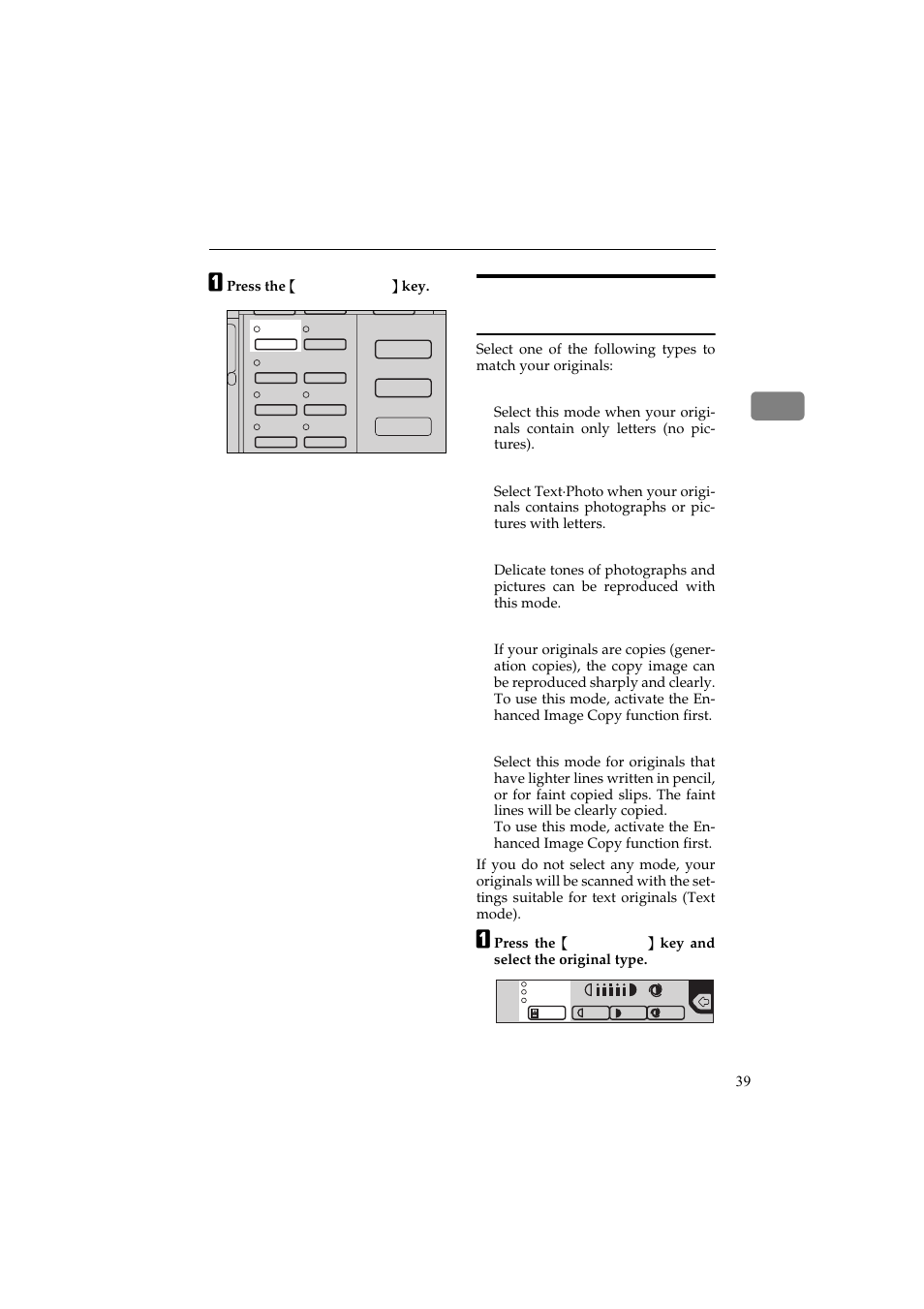 Selecting original type, Selecting original type setting | Ricoh Aficio 340 User Manual | Page 88 / 494