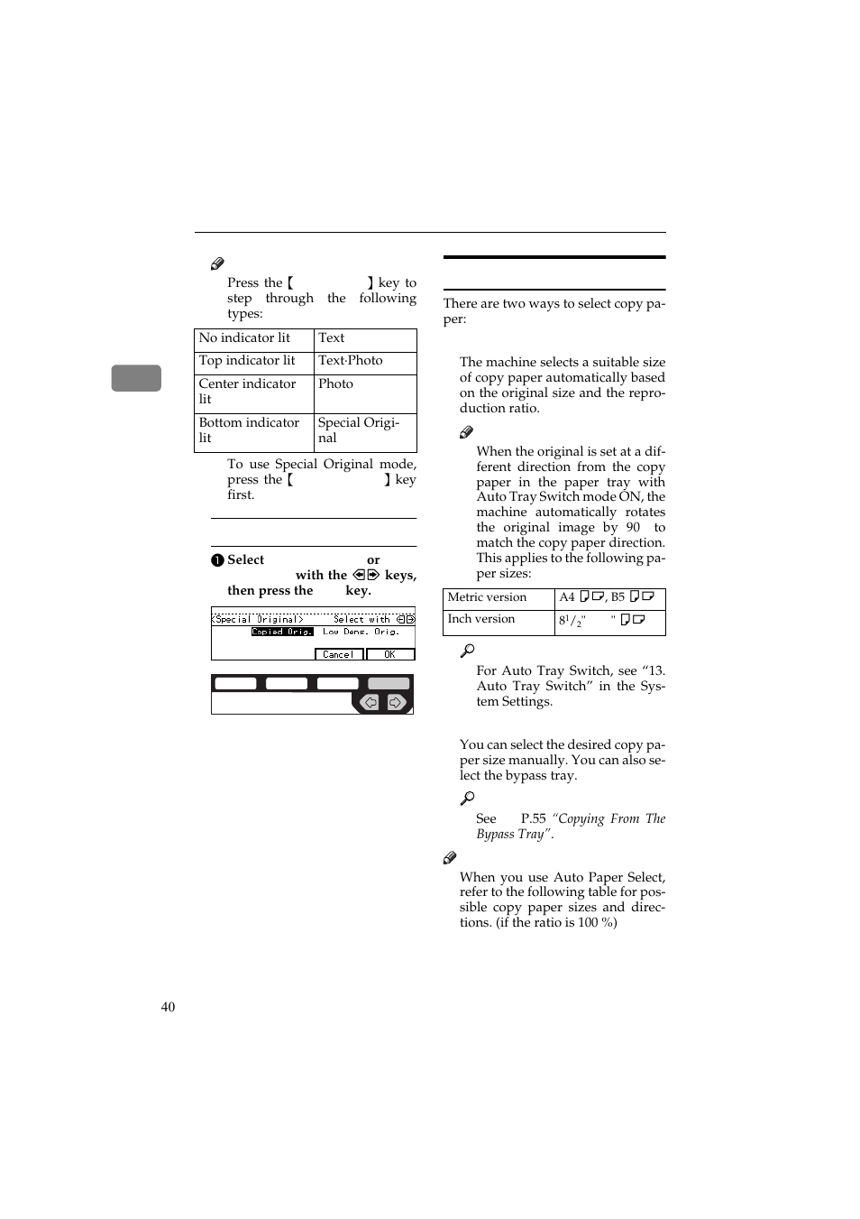 Selecting copy paper | Ricoh Aficio 340 User Manual | Page 89 / 494