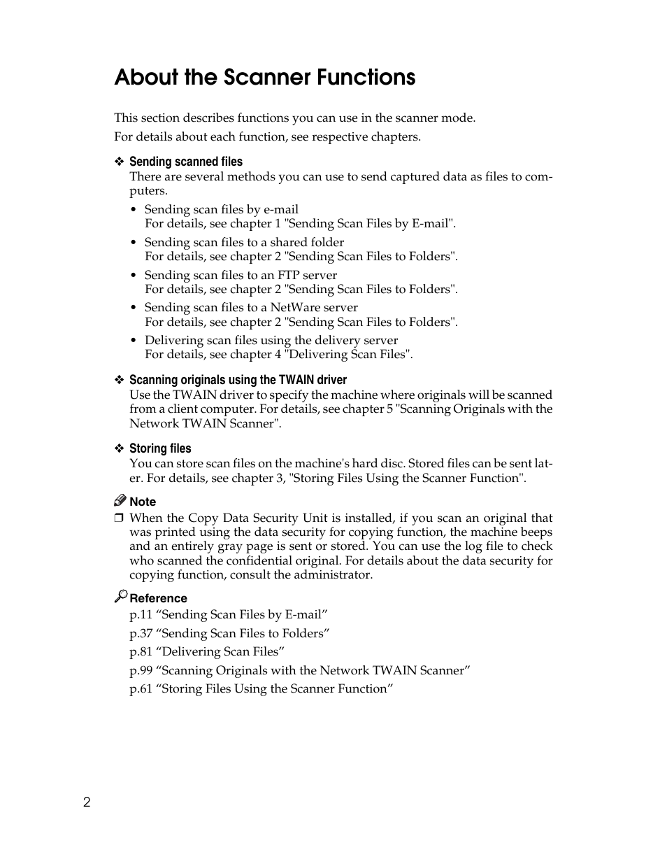 About the scanner functions | Ricoh Aficio MP 9000 User Manual | Page 10 / 168