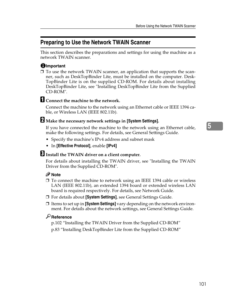 Preparing to use the network twain scanner | Ricoh Aficio MP 9000 User Manual | Page 109 / 168