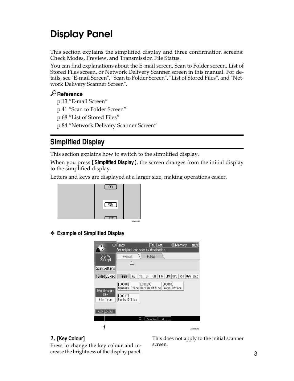 Display panel, Simplified display | Ricoh Aficio MP 9000 User Manual | Page 11 / 168