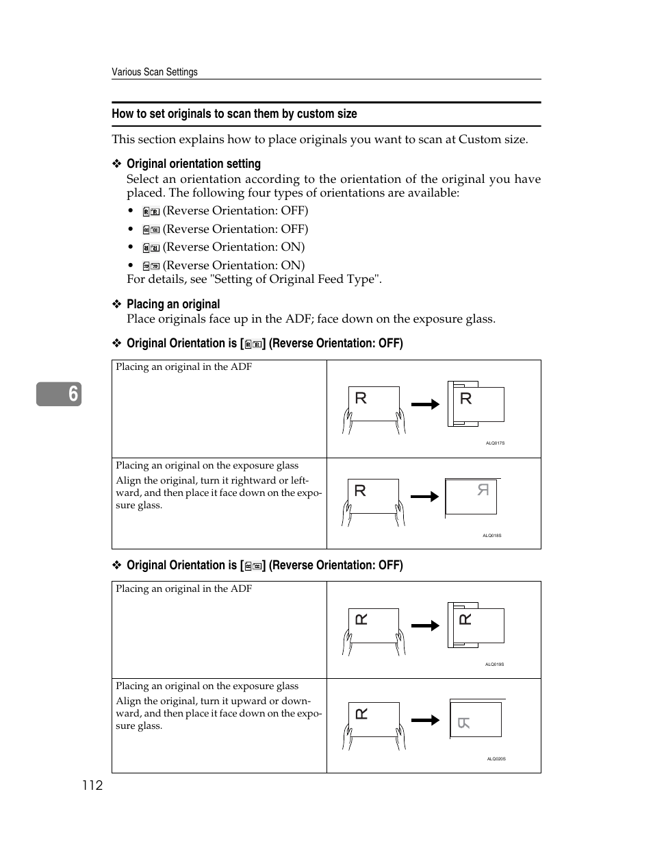 How to set originals to scan them by custom size | Ricoh Aficio MP 9000 User Manual | Page 120 / 168