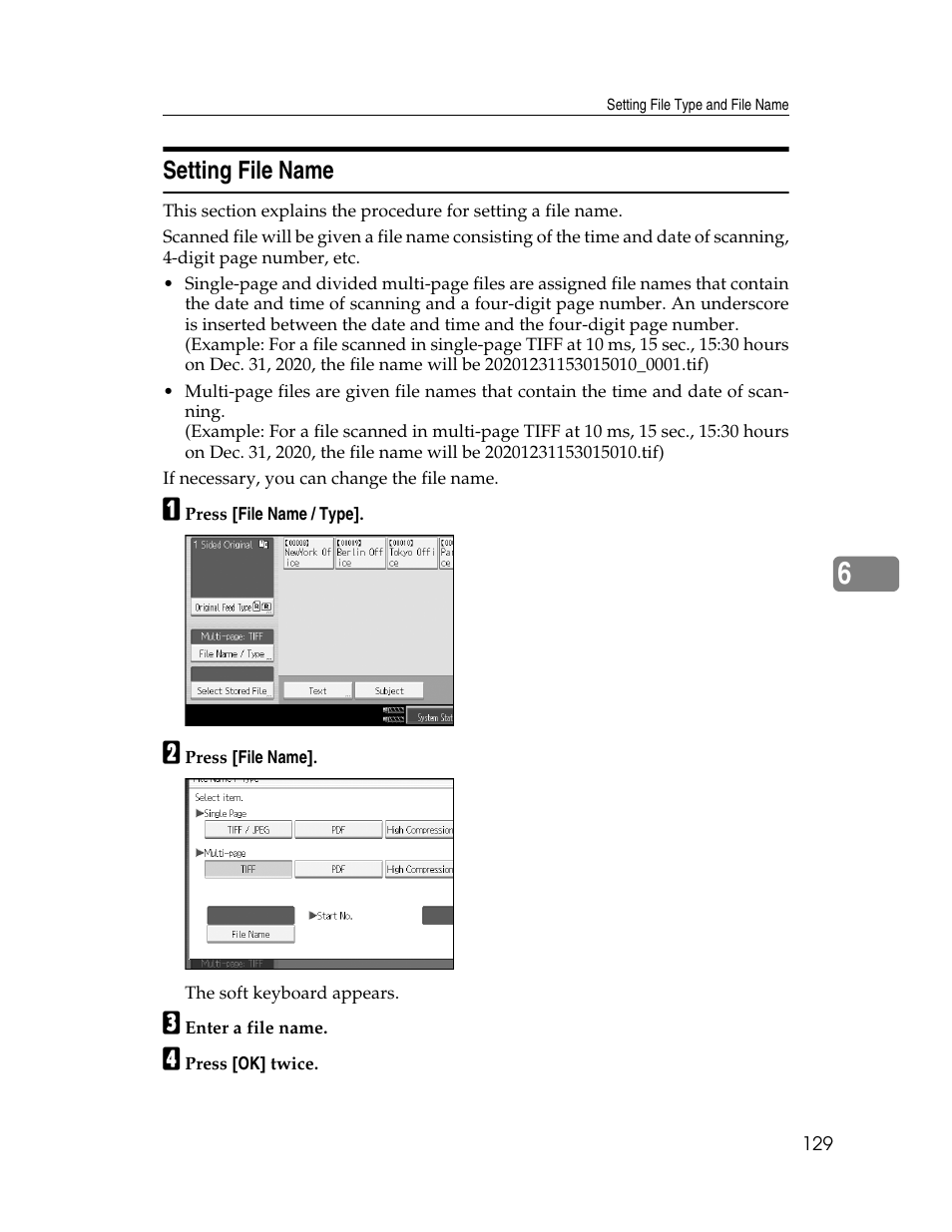 Setting file name | Ricoh Aficio MP 9000 User Manual | Page 137 / 168