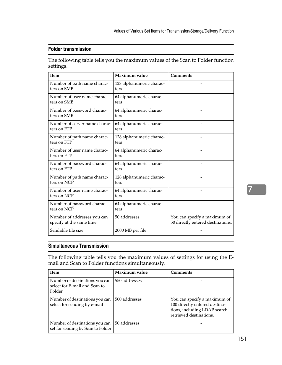 Folder transmission, Simultaneous transmission | Ricoh Aficio MP 9000 User Manual | Page 159 / 168