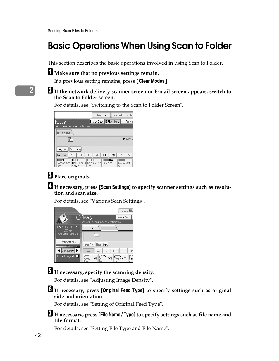 Basic operations when using scan to folder, 2basic operations when using scan to folder | Ricoh Aficio MP 9000 User Manual | Page 50 / 168