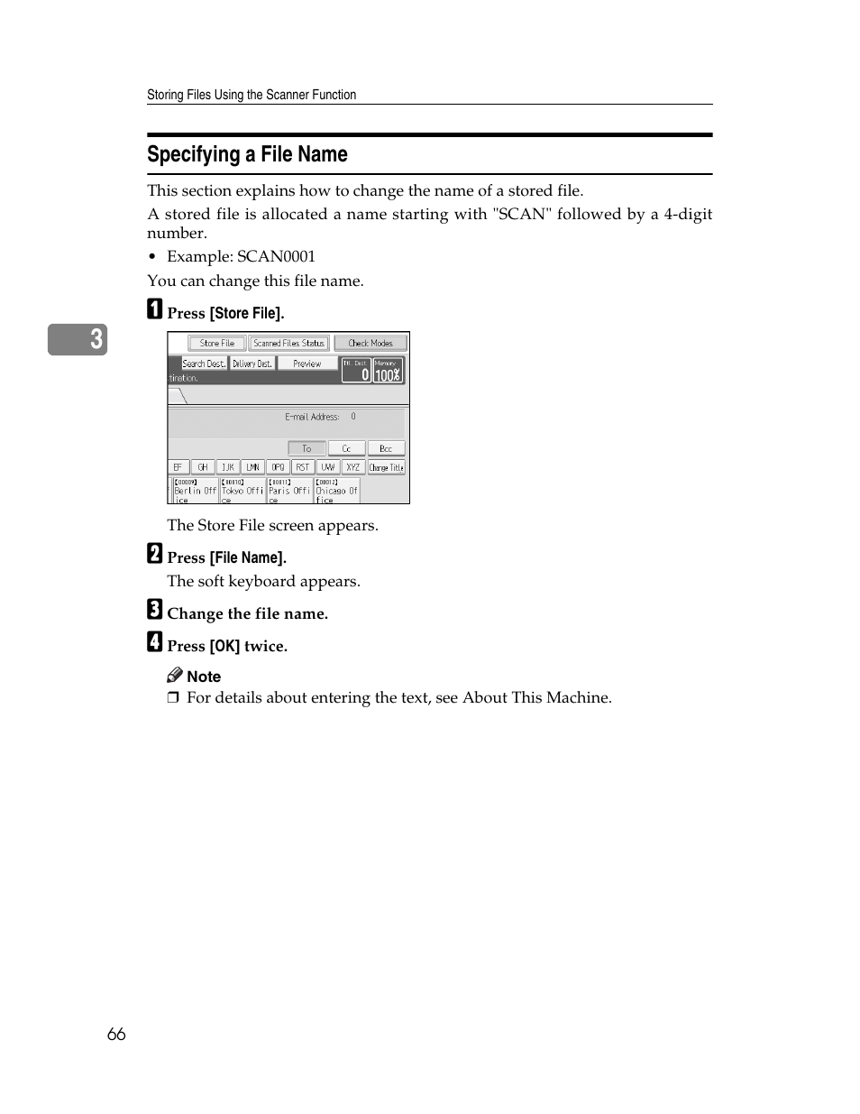 Specifying a file name | Ricoh Aficio MP 9000 User Manual | Page 74 / 168