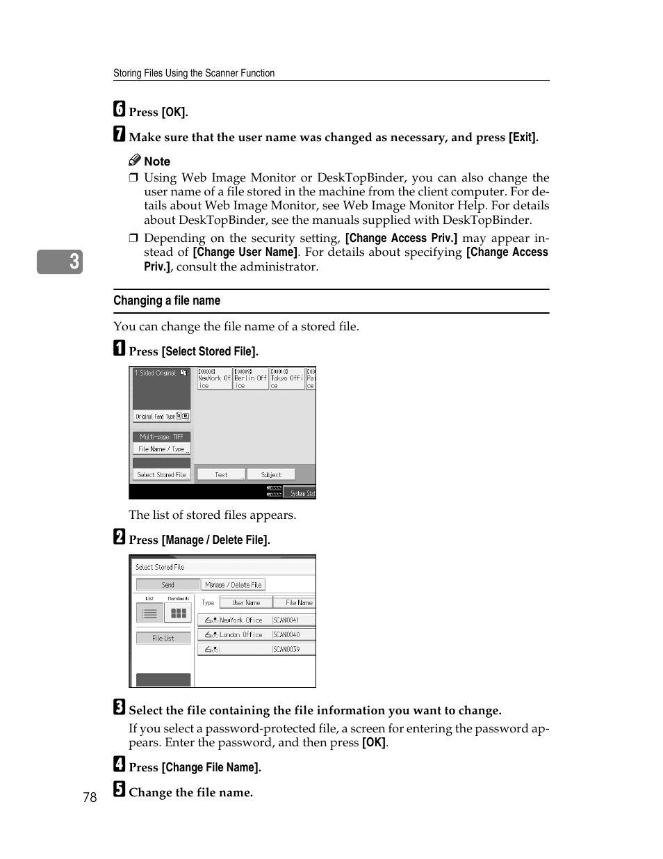 Changing a file name | Ricoh Aficio MP 9000 User Manual | Page 86 / 168