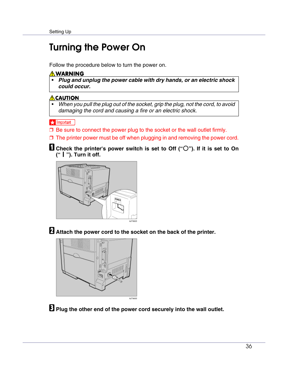 Turning the power on | Ricoh Network Data Protection Unit Type C User Manual | Page 36 / 108