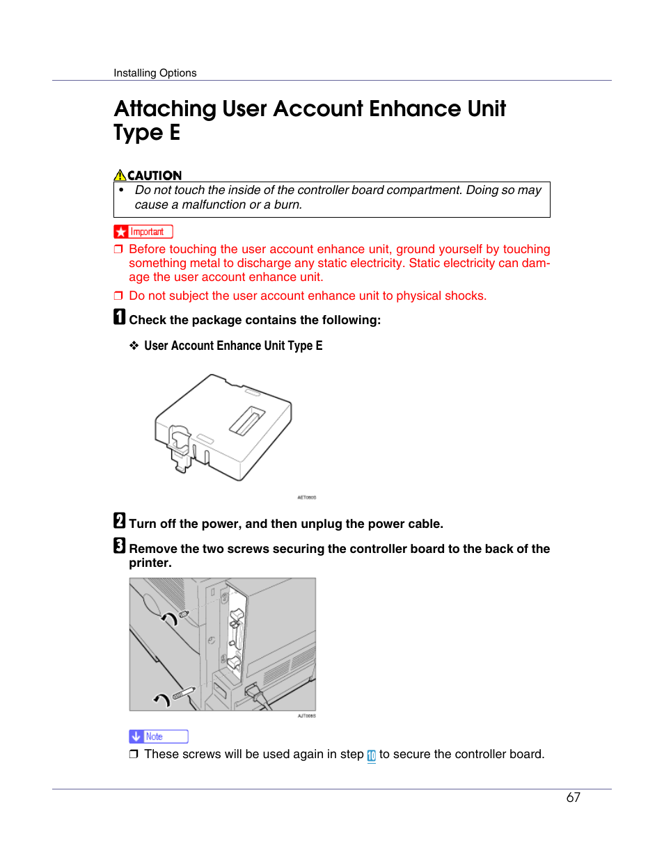 Attaching user account enhance unit type e, P.67 “attaching user account enhance unit type e | Ricoh Network Data Protection Unit Type C User Manual | Page 67 / 108