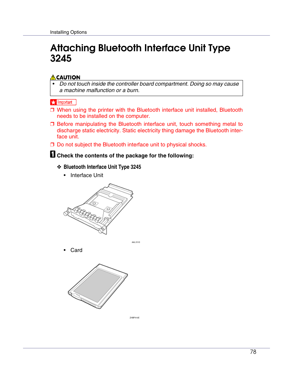 Attaching bluetooth interface unit type 3245, P.78 “attaching bluetooth interface unit type 3245 | Ricoh Network Data Protection Unit Type C User Manual | Page 78 / 108
