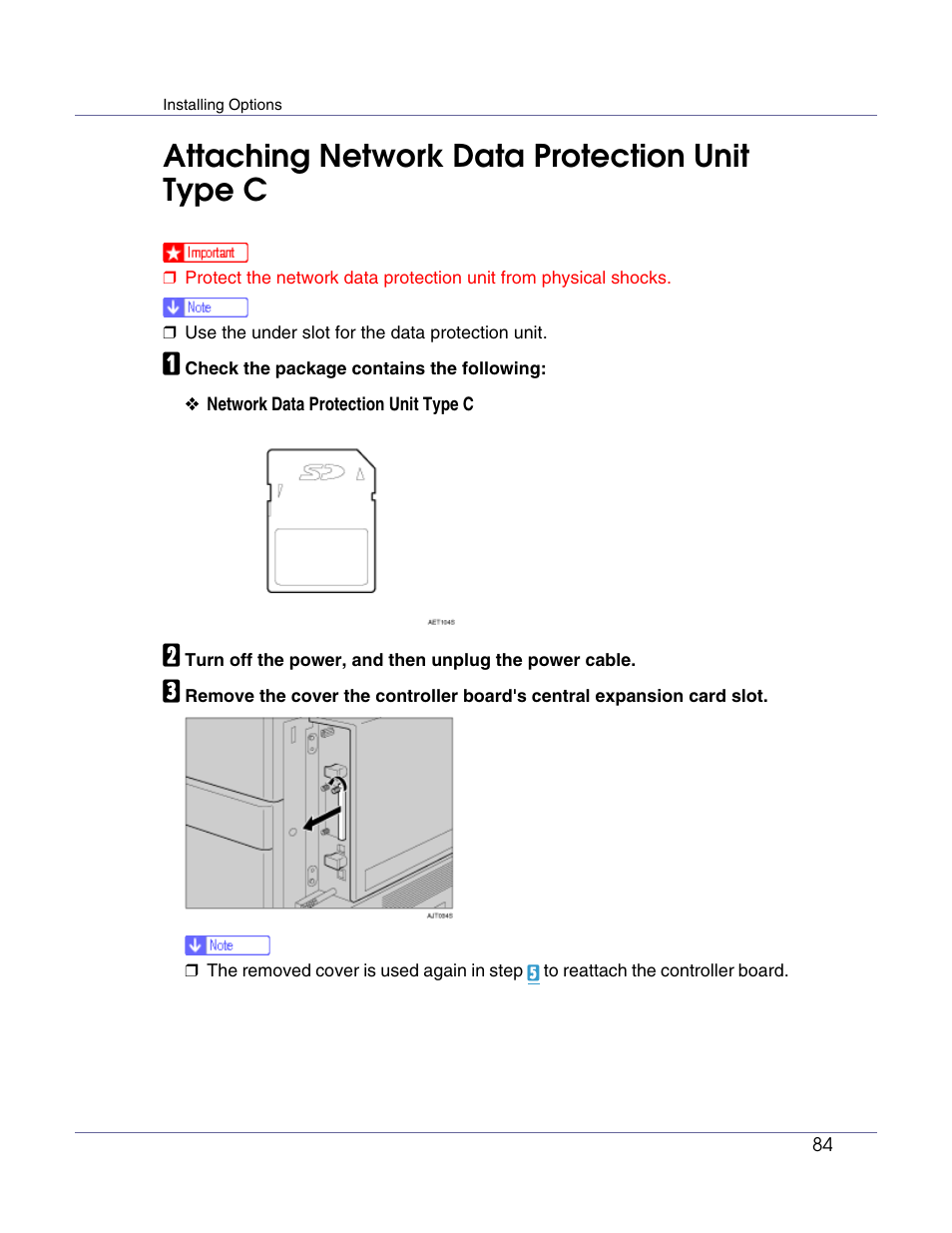 Attaching network data protection unit type c | Ricoh Network Data Protection Unit Type C User Manual | Page 84 / 108