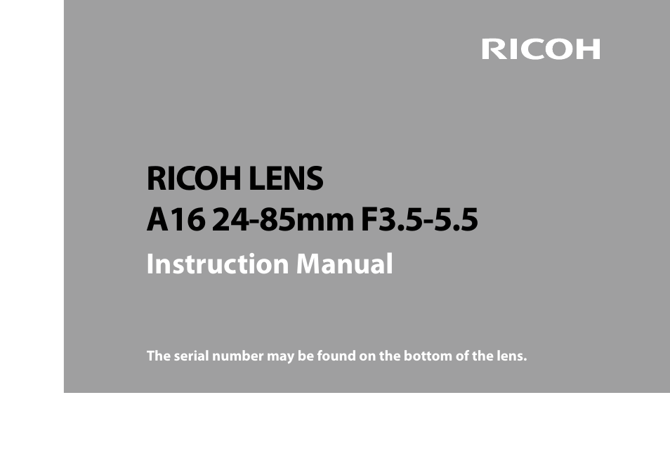 Ricoh Lens A16 User Manual | 64 pages