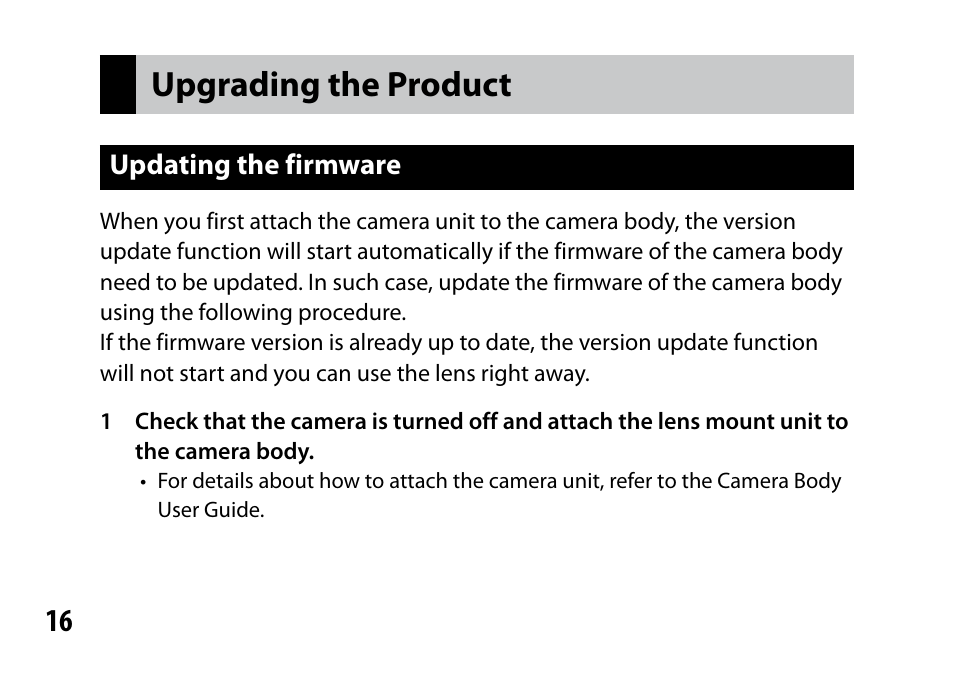 Upgrading the product | Ricoh Lens A16 User Manual | Page 16 / 64