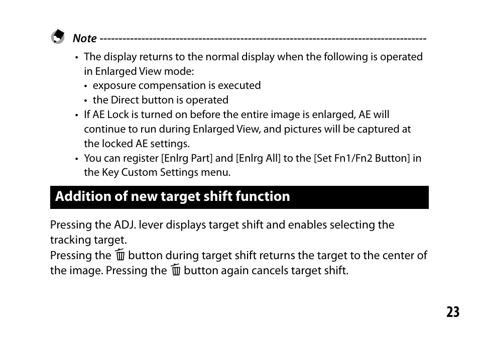 Addition of new target shift function | Ricoh Lens A16 User Manual | Page 23 / 64
