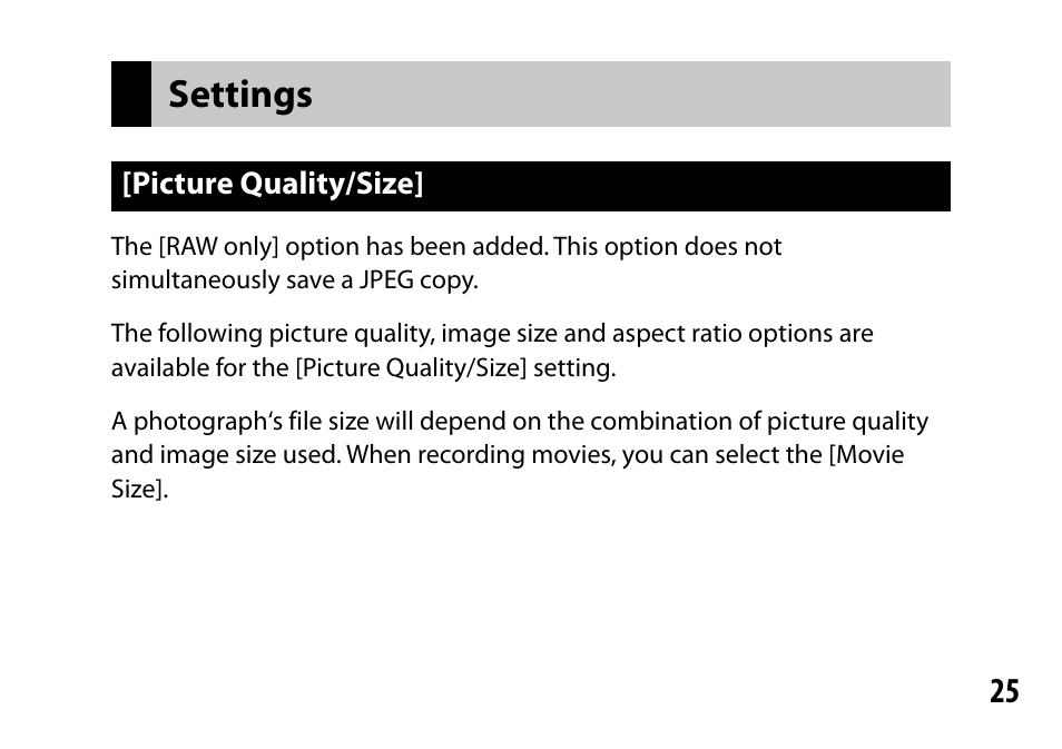 Settings | Ricoh Lens A16 User Manual | Page 25 / 64
