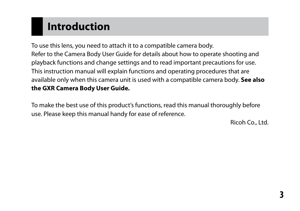 Introduction | Ricoh Lens A16 User Manual | Page 3 / 64