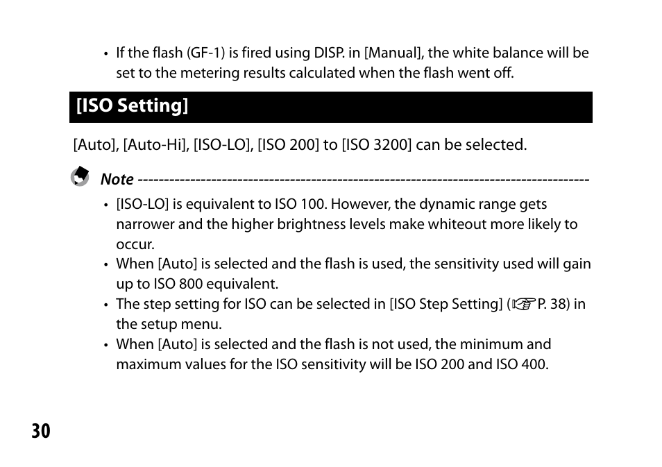 Iso setting | Ricoh Lens A16 User Manual | Page 30 / 64