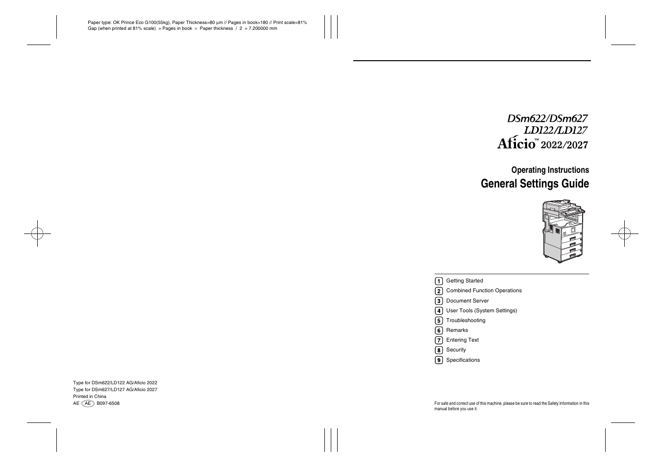 Ricoh Aficio LD122 User Manual | 184 pages