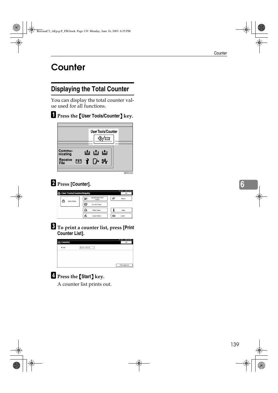 Counter, 6counter | Ricoh Aficio LD122 User Manual | Page 151 / 184