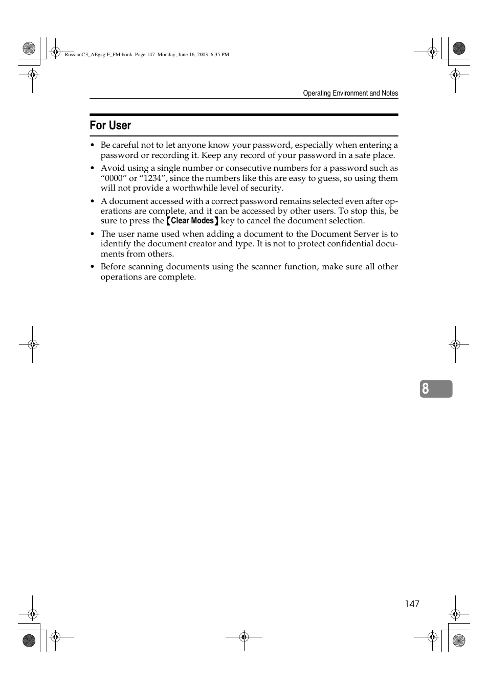 For user | Ricoh Aficio LD122 User Manual | Page 159 / 184
