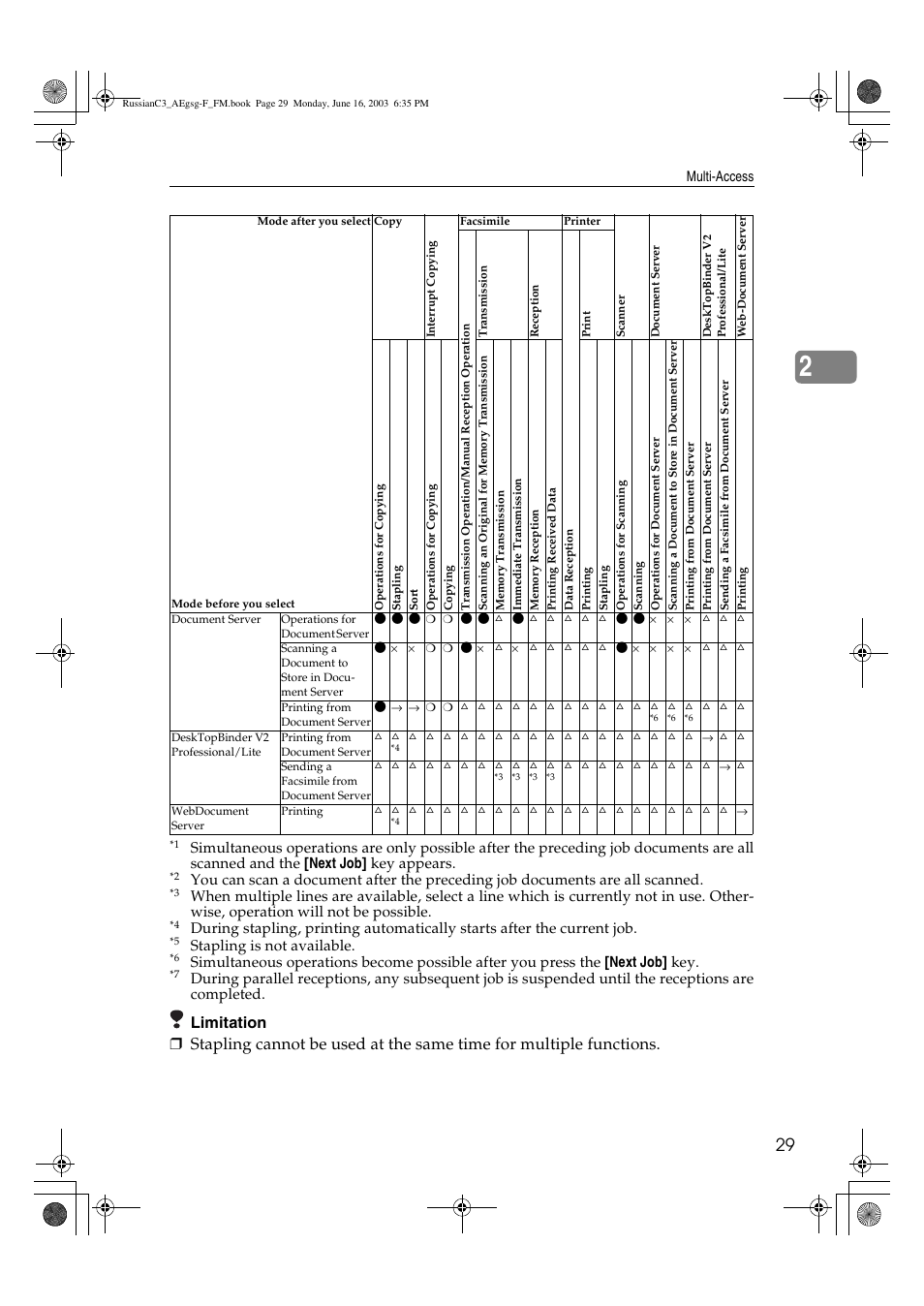 Limitation, Stapling is not available | Ricoh Aficio LD122 User Manual | Page 41 / 184