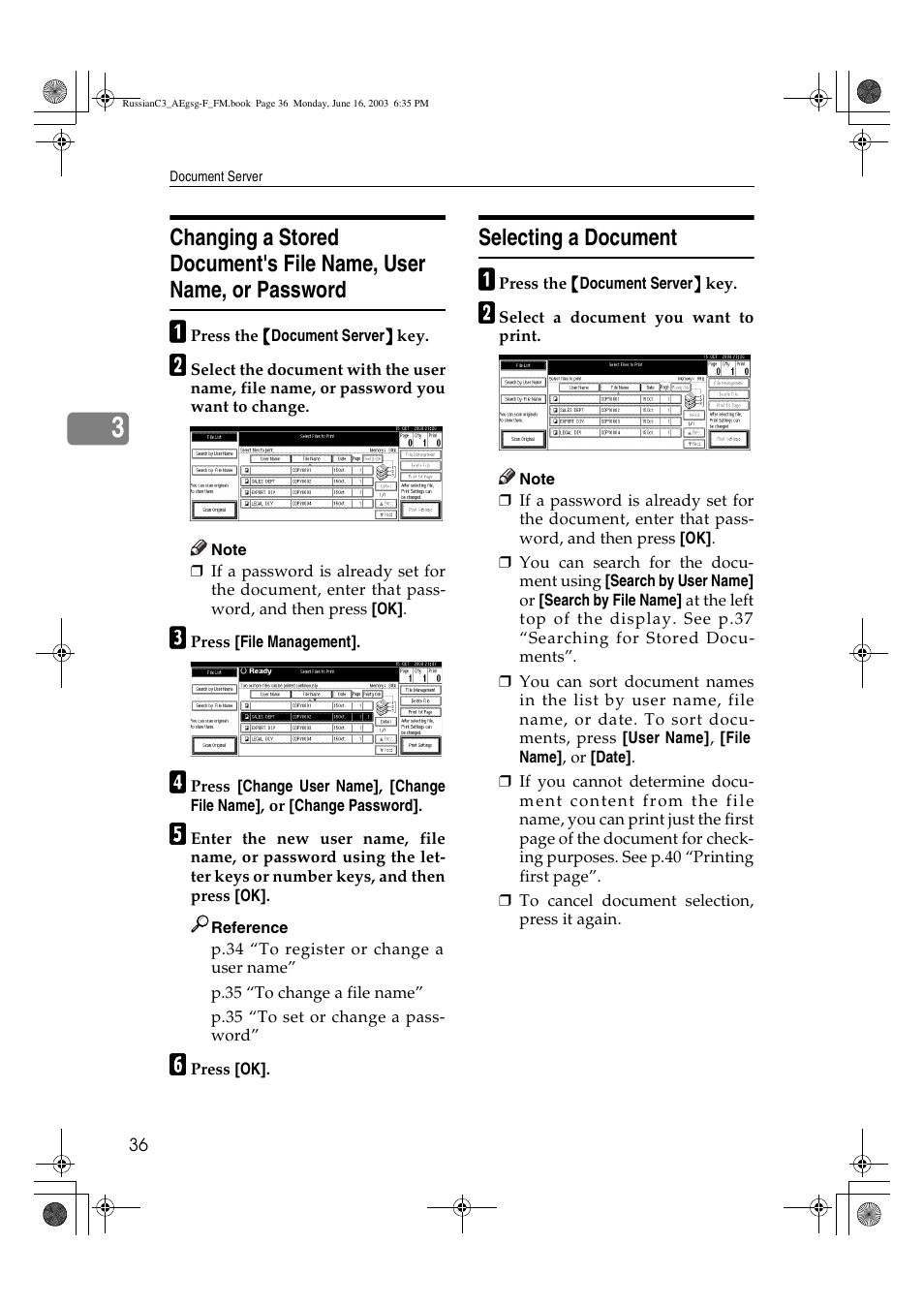 Selecting a document | Ricoh Aficio LD122 User Manual | Page 48 / 184