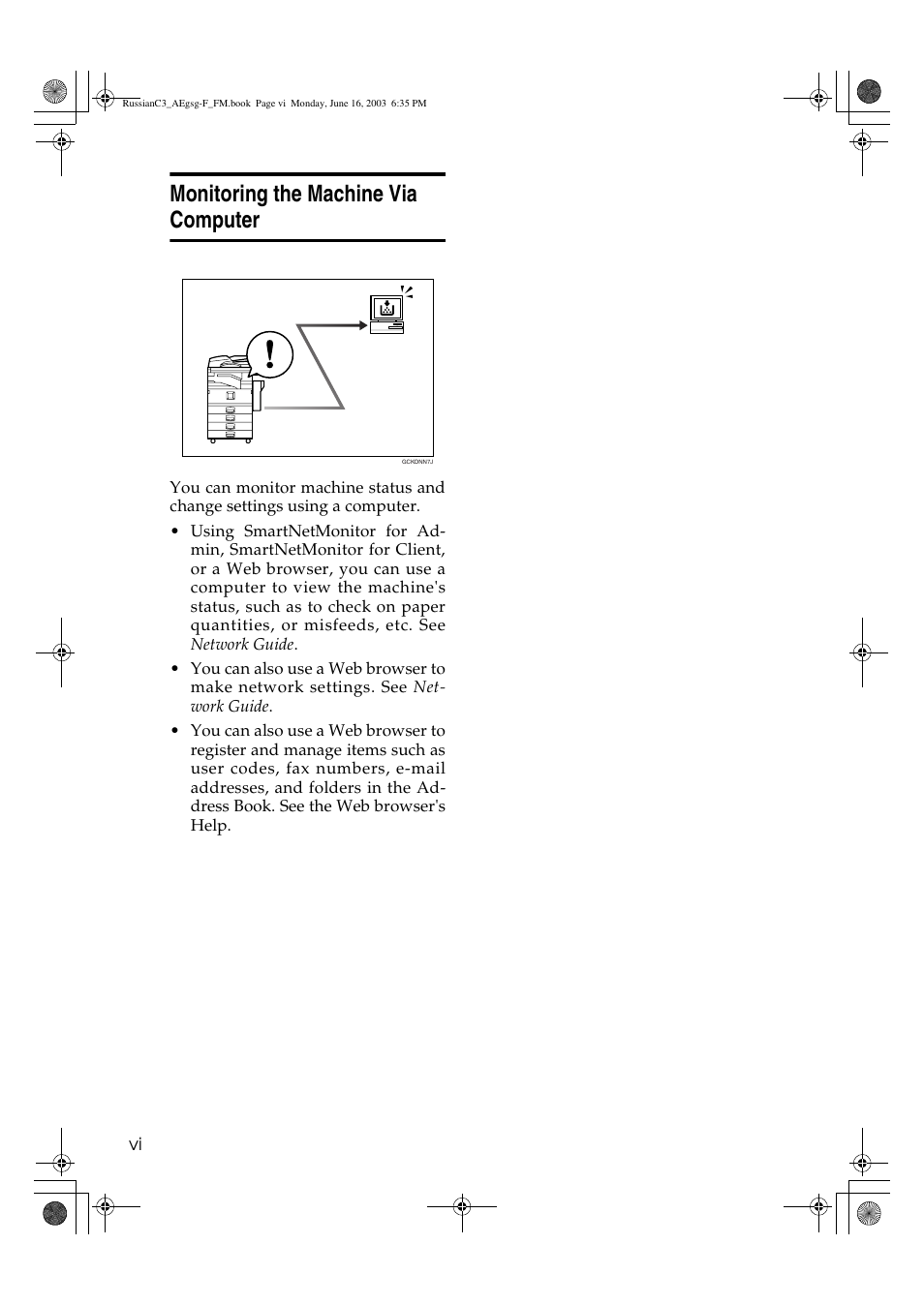 Monitoring the machine via computer | Ricoh Aficio LD122 User Manual | Page 8 / 184