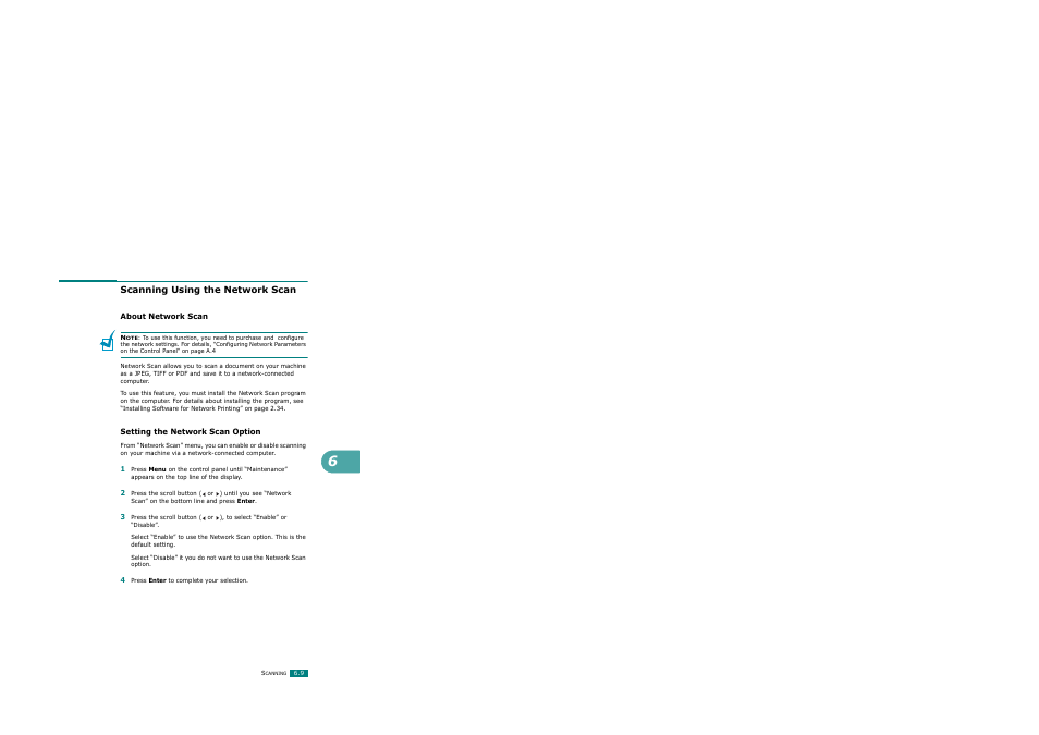 Scanning using the network scan, About network scan, Setting the network scan option | About network scan setting the network scan option | Ricoh AC122 User Manual | Page 138 / 278
