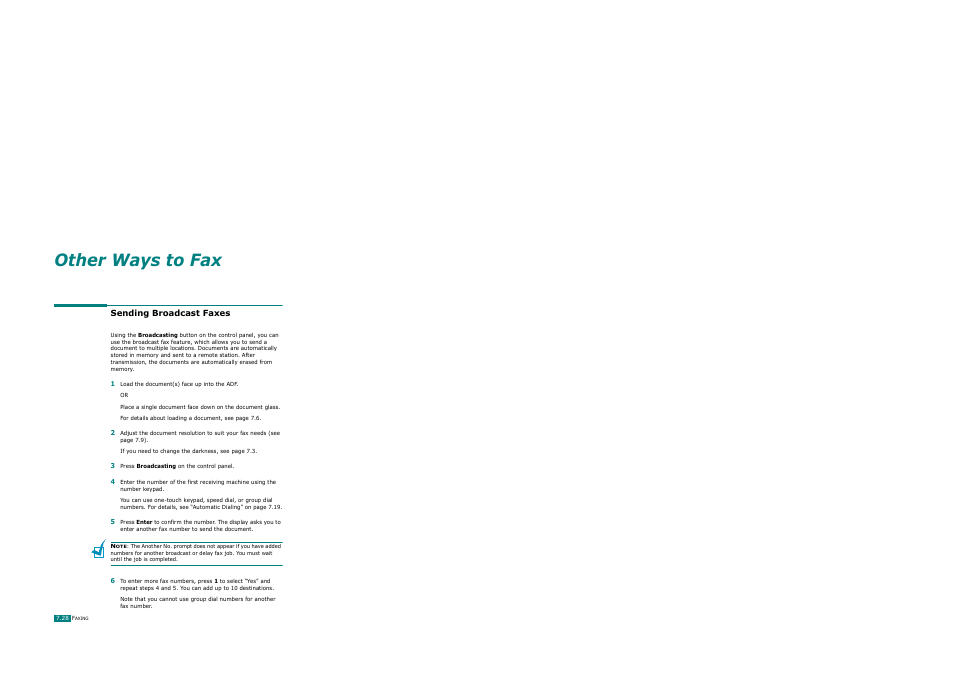Sending broadcast faxes, Other ways to fax | Ricoh AC122 User Manual | Page 175 / 278