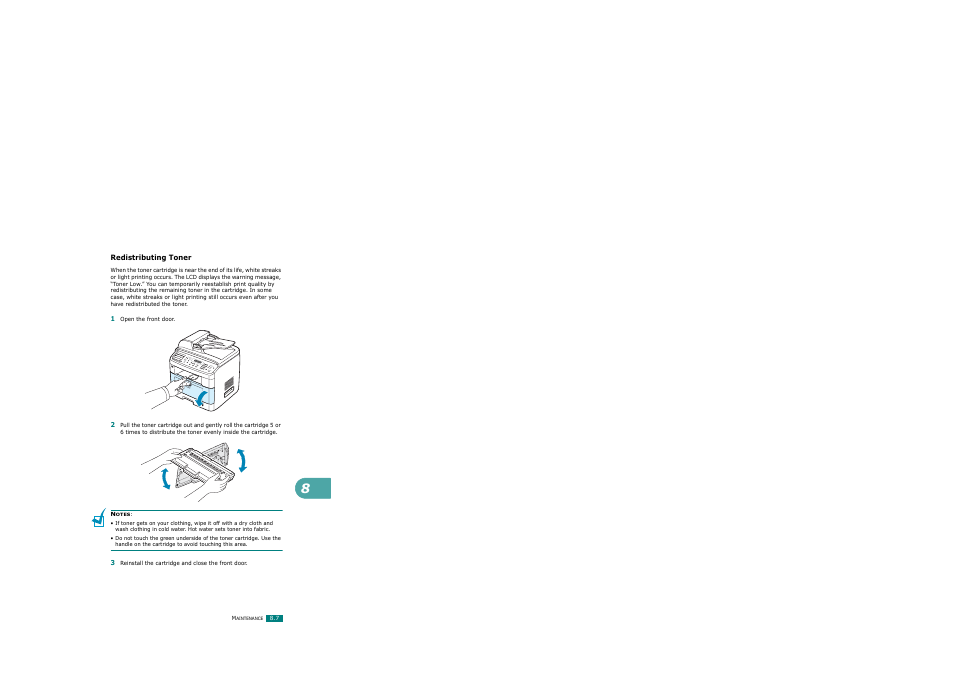 Redistributing toner | Ricoh AC122 User Manual | Page 194 / 278