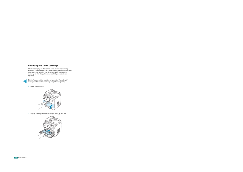 Replacing the toner cartridge | Ricoh AC122 User Manual | Page 195 / 278